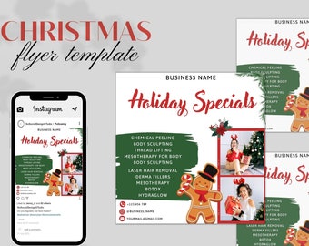 Christmas Spa Flyer Template: Holiday Beauty Marketing (1080x1080px)