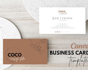 Massage Therapist Business Card Template: Minimalist Design (Digital)