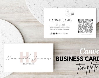 Minimalist Beauty Business Card Template: Salon & Esthetician Branding (Canva Editable)
