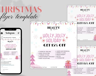 Christmas Spa Flyer Template: Holiday Beauty Marketing (Digital Download)