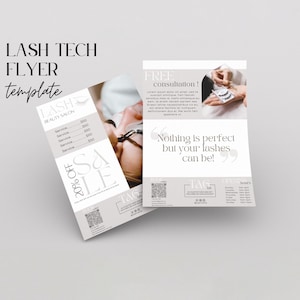 Szablon ulotki Lash Tech | Ulotka rezerwacji rzęs | Szablon do edycji makijażu rzęs Lash Beauty Eyelashes Extensions