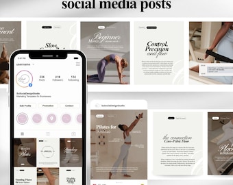 Pilates Social Media Post Templates: Reformer & Mat Pilates Content for Wellness and Fitness Studios