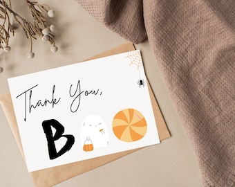Hey Boo Halloween Business Thank You Card Canva Template, Editable ...