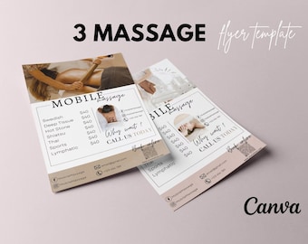 Mobile Massage Flyer Vorlage | Massage Business Printables | Massage-Broschüre Vorlage