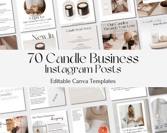 Candle Business Instagram Post Templates: 70 Editable Canva Designs (Digital Download)
