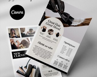 Hair Salon Flyer Template | Hair Stylist & Beauty Salon Marketing Template | Editable A4 Hair Stylist Flyer