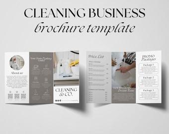 Cleaning Business Trifold Brochure Template: Modern Marketing (Digital Download)