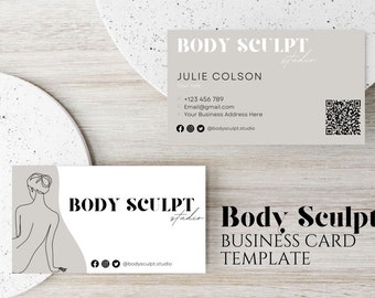 Body Sculpting Business Card Template: Modern Esthetician Design (Digital Download)