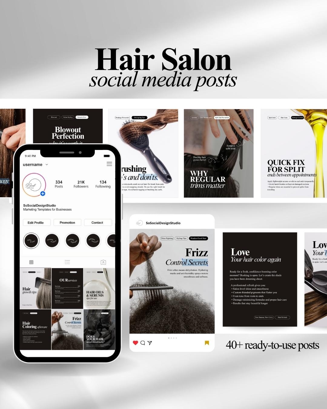 Hair Salon Social Media Post Templates | Hairstylist Instagram Posts ...