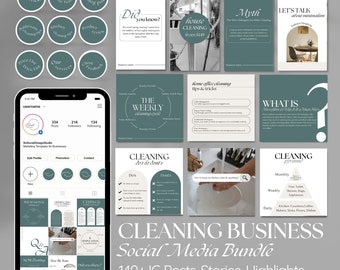 Cleaning Business Social Media Templates: 145+ Housekeeping Posts, Stories, Highlights