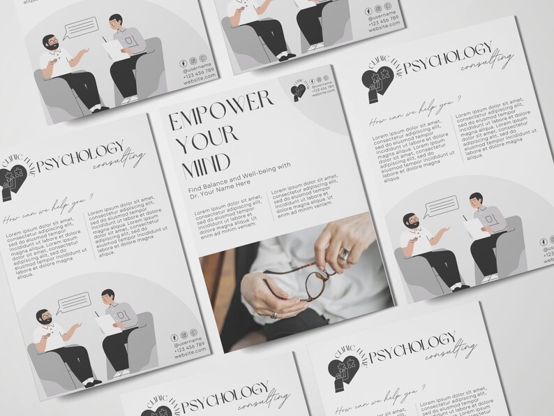 White and beige flyer template for psychologists
