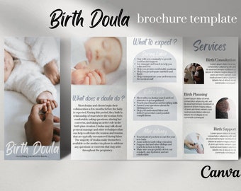 Birth Doula Brochure Template: Trifold Marketing Design (Digital)