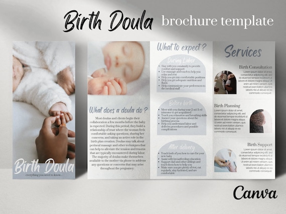 Birth Doula Brochure Template: Trifold Marketing Design (Digital)