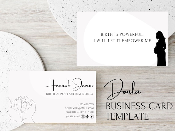 Doula Business Card Template: Birth worker card (Digital Download)