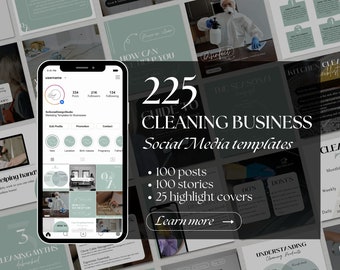 Cleaning Business Social Media Templates: 225 Posts & Stories (Digital Download)
