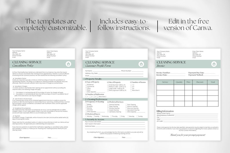 Cleaning Business Forms Templates Cleaning Service Forms Cleaning
