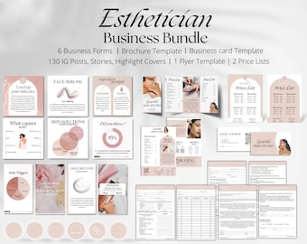 Esthetician Business Templates Bundle: Social Media, Brochure, Forms (Digital Download)