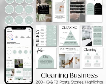 Cleaning Business Social Media Templates | Professional Cleaner Instagram Budle | Cleaning Service Templates