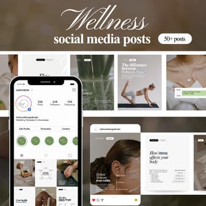 Holistic Wellness Coach Instagram Templates | Mindfulness, Self-Care, Nutrition, Wellness Posts, Digital Download