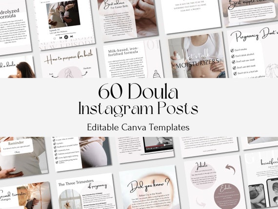 60 Doula Instagram Templates | Doula Business Social Media | Lactation Consultant, Birth Worker