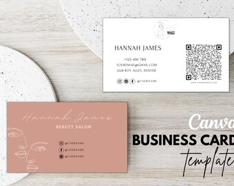 Esthetician Business Card Template: Minimalist QR Code Design