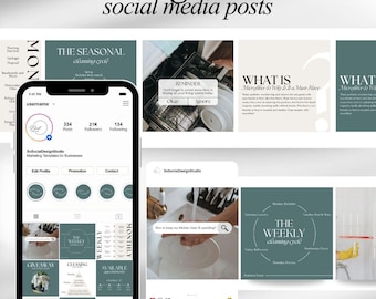 Cleaning Business Social Media Templates: 60 Canva Posts (Digital Download)