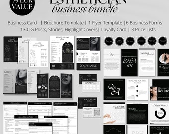 Esthetician Business Bundle: Social Media Templates, Price Lists (Digital Download)