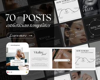 Esthetician Post Templates | Luxurious Skincare Social Media Posts | Beauty Templates