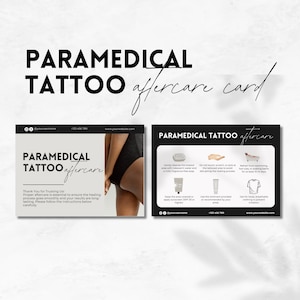 Modelo de cartão de cuidados posteriores de tatuagem paramédica | Cuidados posteriores de camuflagem de cicatriz | Cartão de modelo de tatuagem médica | Tatuagem de estrias