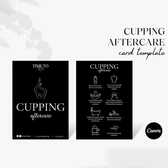 Cupping Aftercare Card Template: Massage Therapy (Digital Download)