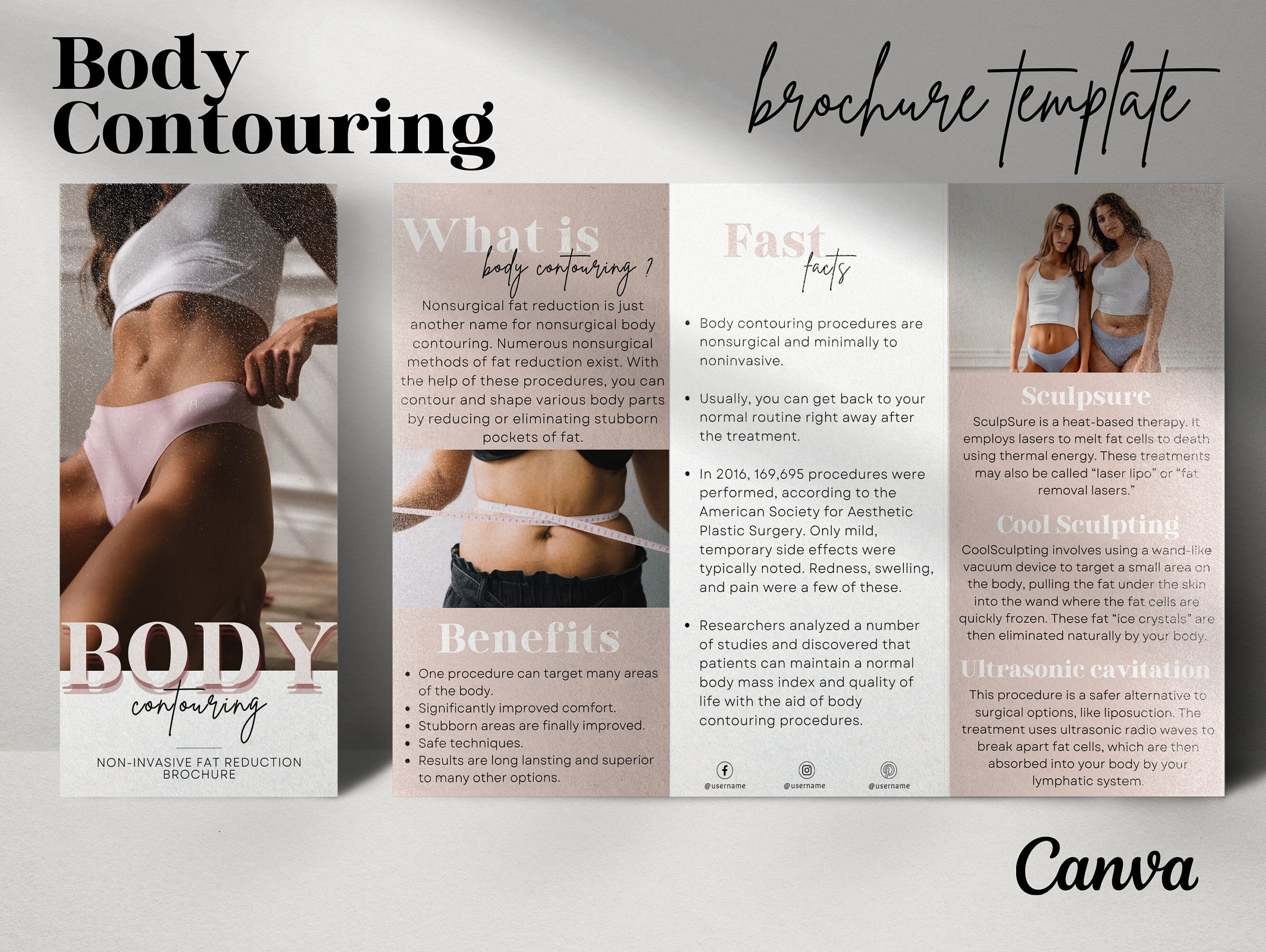 Body Contouring Brochure Template Body Sculpting Trifold Etsy