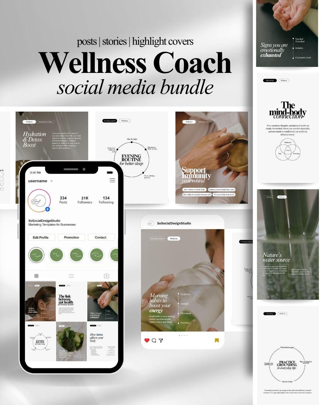 Wellness Coach Social Media Bundle | Holistic Health Posts & Wellness ...
