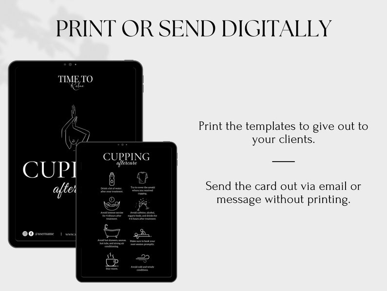 Cupping Aftercare Card Template: Massage Therapy (Digital Download) image 3