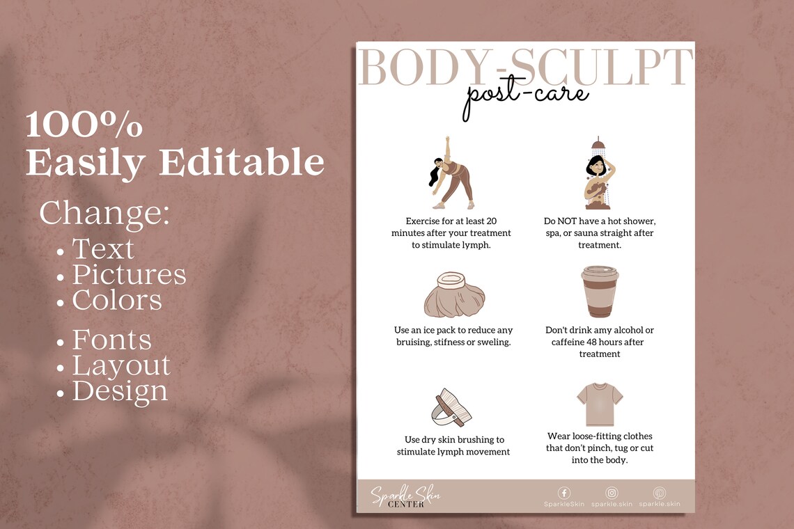 Body Contouring Pre and Post Care Template Editable Body Etsy