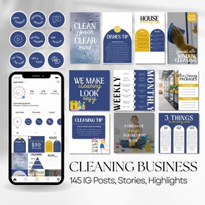 Paquete de negocios de limpieza / Plantillas de redes sociales de servicios de limpieza / Marketing de negocios de limpieza