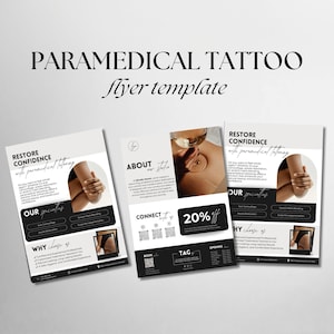 Modello di volantino per tatuaggio paramedico / Volantino per mimetizzazione cicatrici / Modello di volantino PMU / Tatuaggio medico, Modelli PMU