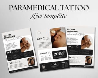 Szablon ulotki z kamuflażem blizn: Paramedyczny tatuaż PMU (Canva Editable)