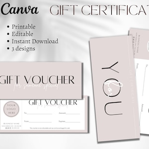 Modèle de certificat-cadeau Carte-cadeau pour petite entreprise Modèle d'entreprise imprimable Chèque-cadeau de jour de spa
