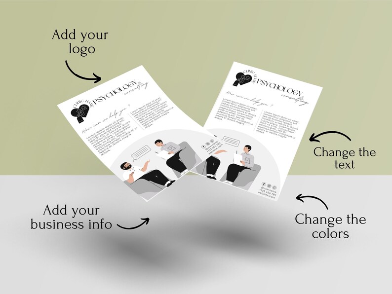 Flyer template where you can add your logo, business info, change the text and the colors to fit your business.