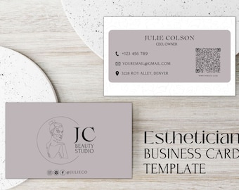 Esthetician Business Card Template: QR Code Beauty Design (Digital Download)