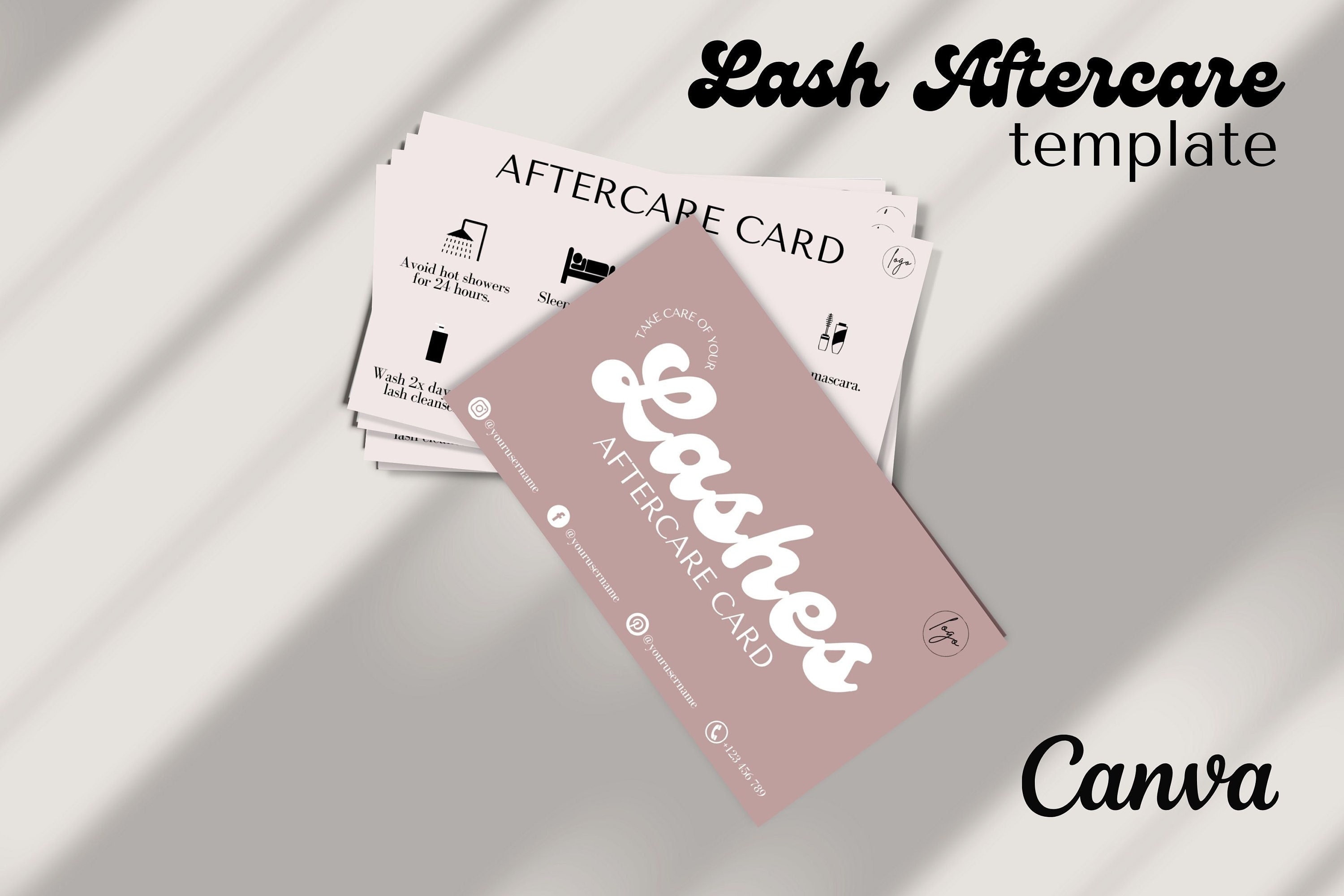 Lash Aftercare Card Template Lash Lift Aftercare Beauty Branding Eyelash Extensions Aftercare ...