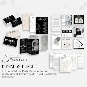 Esthetician Business Bundle Esthetician Social Media Templates Beauty Brochure Template Beauty Marketing Kit