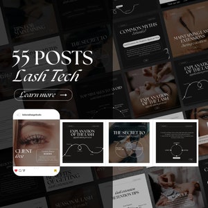 Lash Tech Artist Social Media Templates | Lash Stylist Post Templates |  Lash Extension Post | Lash Tech Social Media