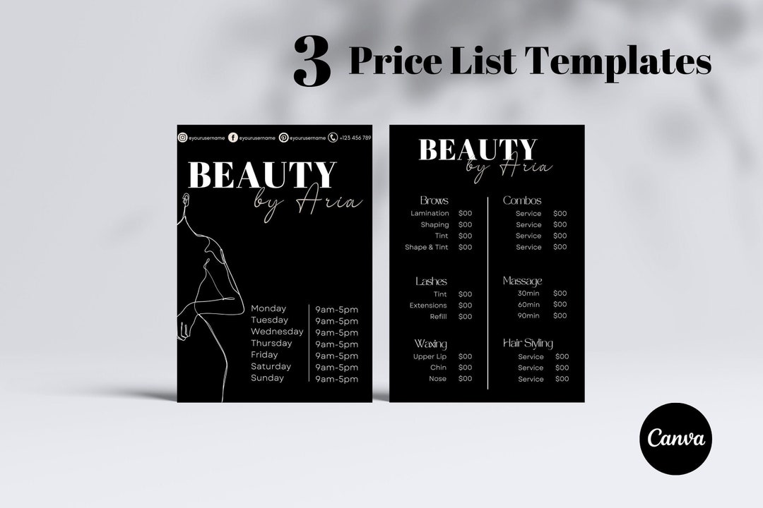 Esthetician Price List Template Esthetician Price List Beauty Esthetician Price List Template Esthetician Price List Beauty