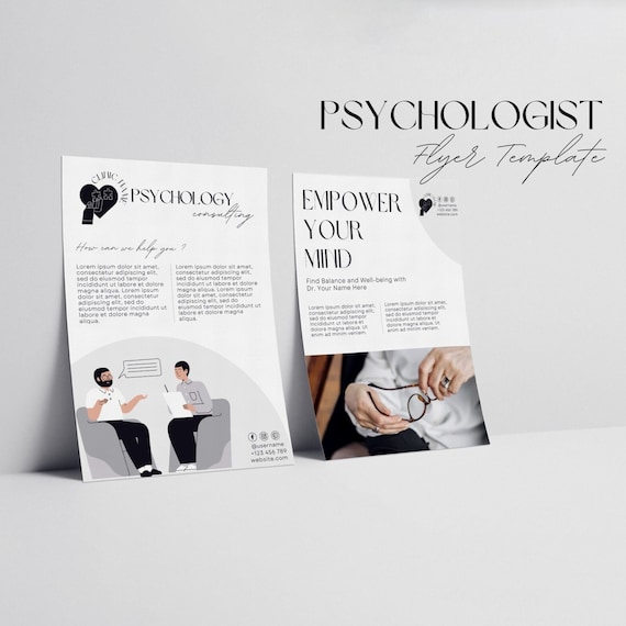 Editable Psychologist Flyer Template: Therapy Brochure (A4)