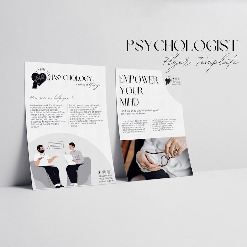 Psychologist Flyer Template for promoting finding balance and empowerment.