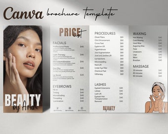 Trifold Brochure Minimalist Beauty Brochure Esthetician Template Beauty Studio Pricelist Beauty Business Printables