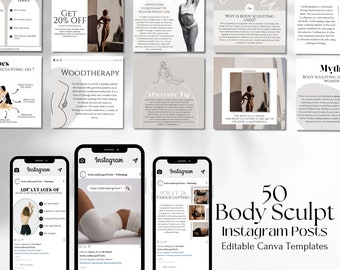Body Sculpting Instagram Post Templates: Body Contouring Editable Canva Content (Digital Download)