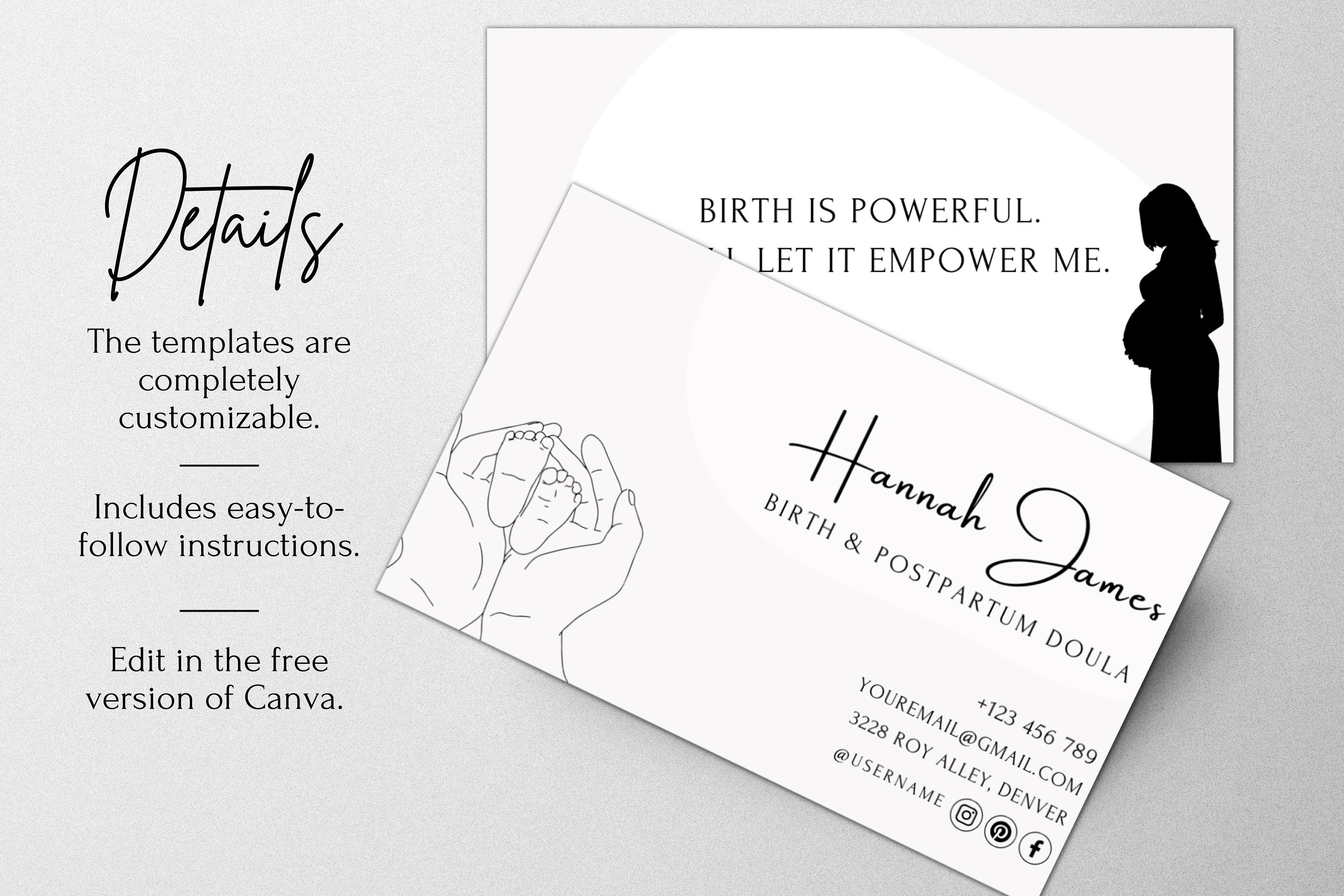 Doula Business Card Template: Birth Worker Card (digital Download) - Etsy