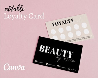 Modern Beauty Loyalty Card Template: Salon Business Design (Digital Download)